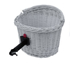 Wiklinowy kosz rowerowy, biały z mocowaniem metalowym 41