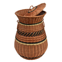 Wicker laundry hamper, tricolor 64