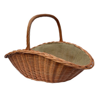 Wicker fireplace basket with metal reinforcement on sides,  jute lined 72
