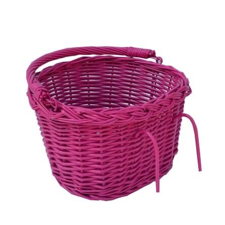 Wicker bike basket for kids, pink 24