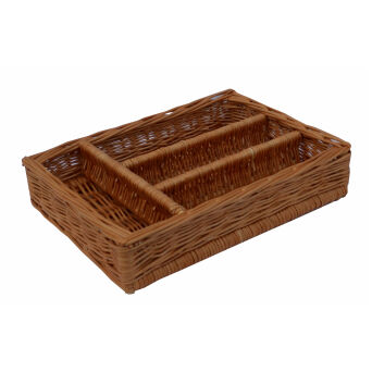 Wicker kitchen drawer organizer, on pegs